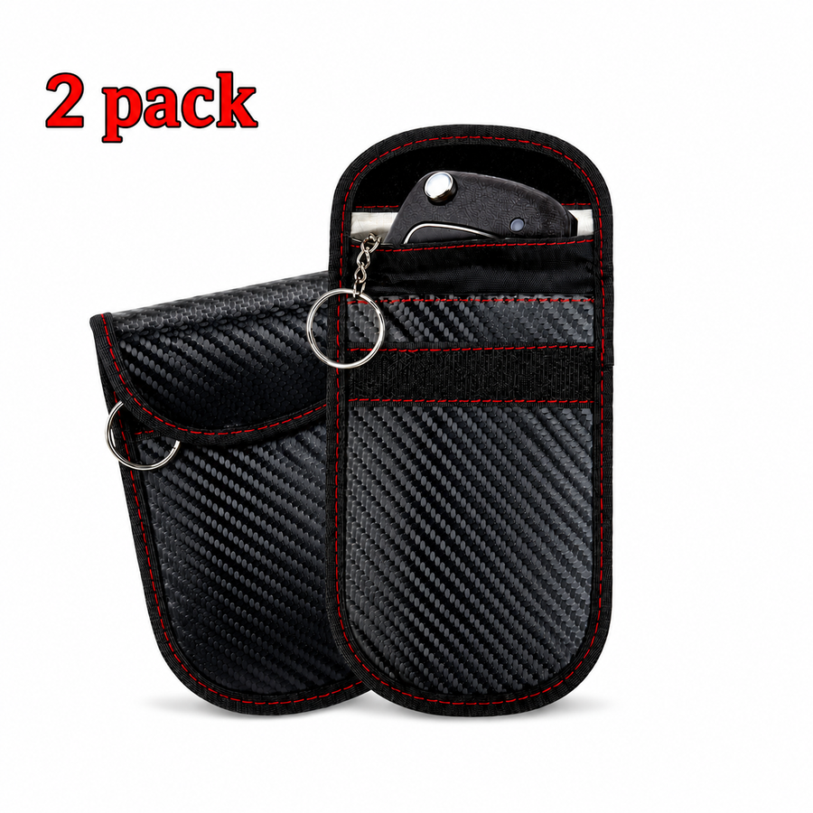 2 Pack Faraday Bag for Key Fob Cage Protector Car RFID Signal Blocking Bag Black