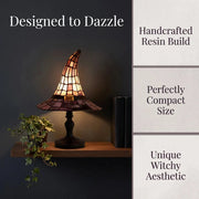 Witch Hat Tiffany Style Resin Table Lamp USB Gothic Decor Night Light