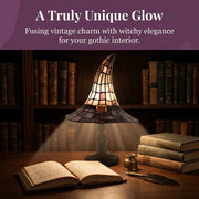 Witch Hat Tiffany Style Resin Table Lamp USB Gothic Decor Night Light